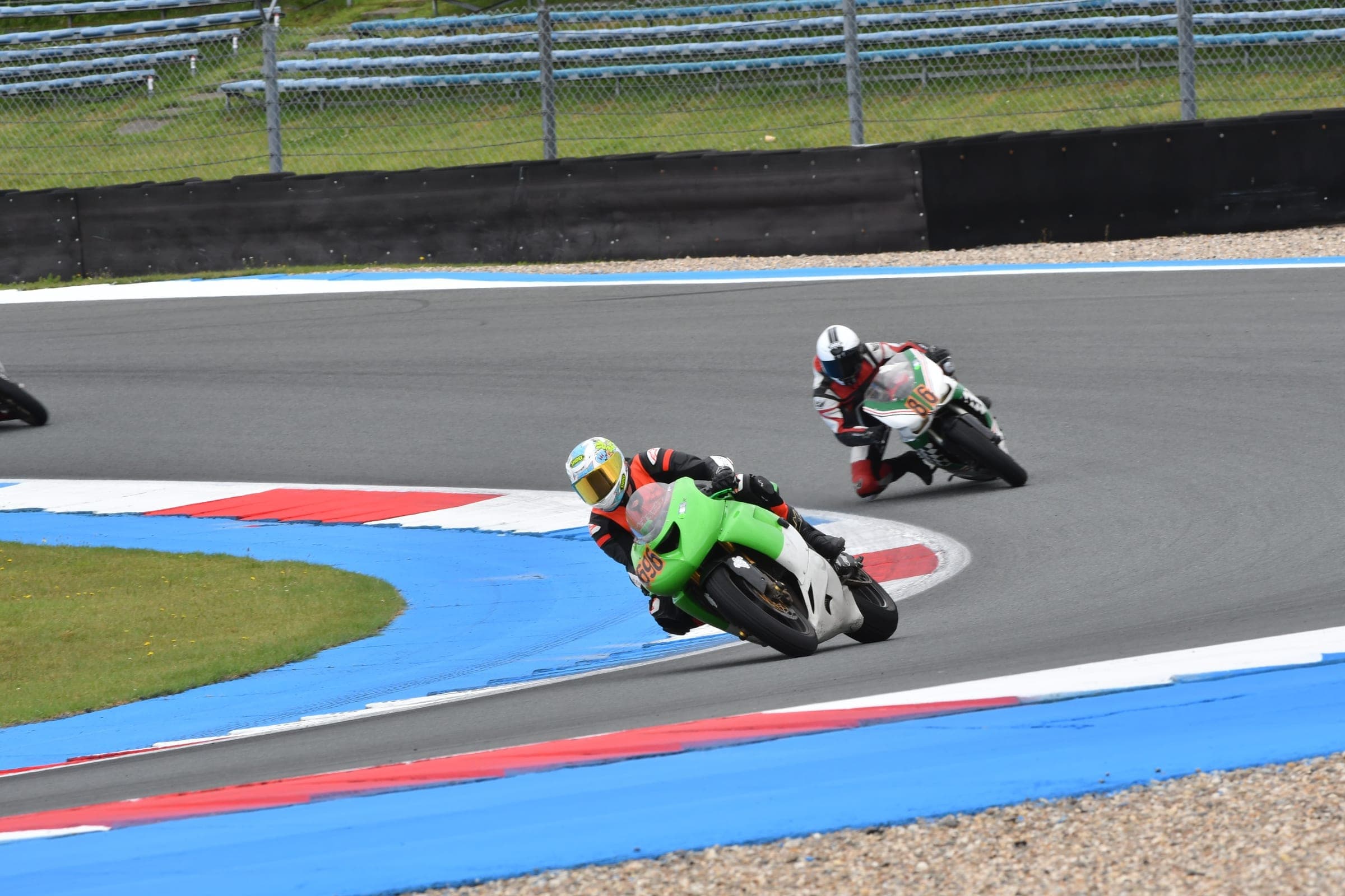 Motorcycle cornering at speed on a race circuit